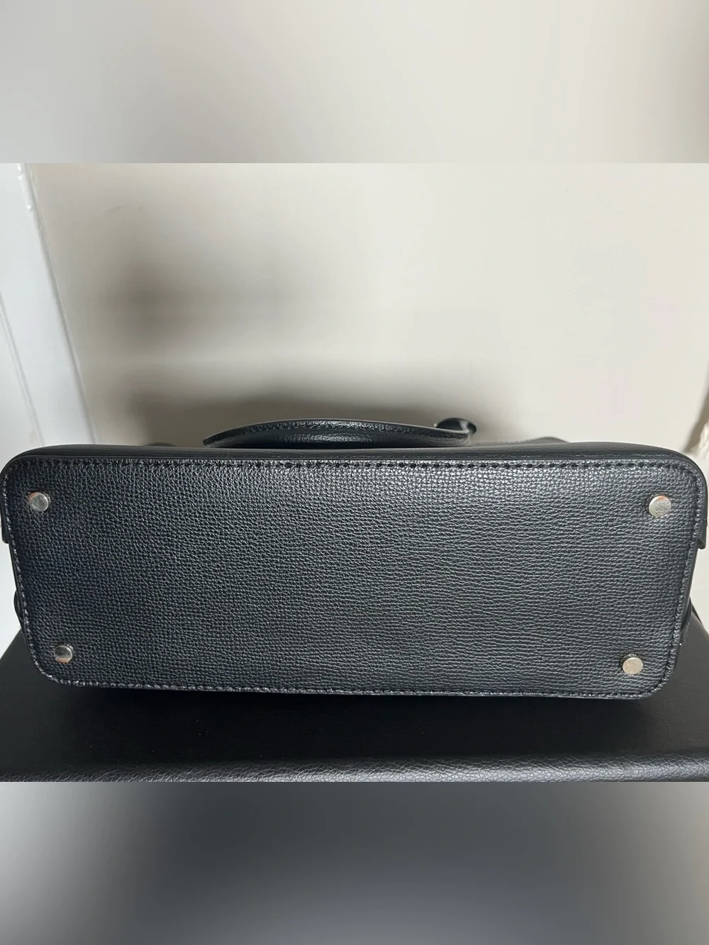 kate spade Black Pebbled Faux Leather Satchel with Gold Logo